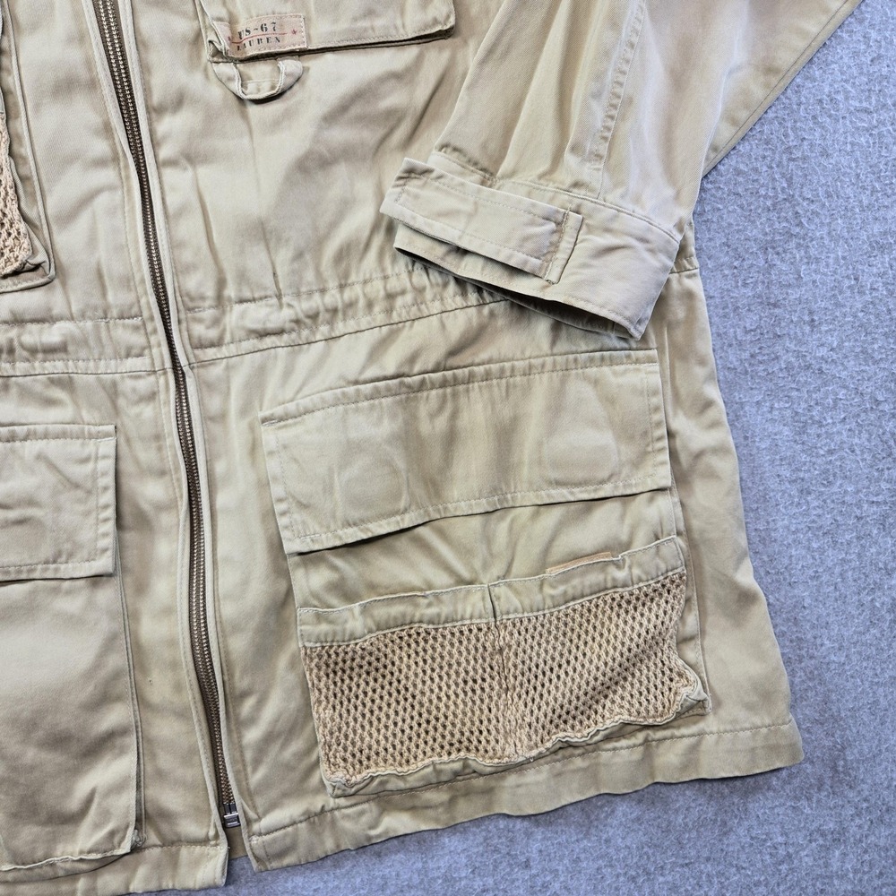 Vintage Lauren Ralph Lauren Jacket Womens M Beige Cotton Twill Military Zip - Picture 6 of 16